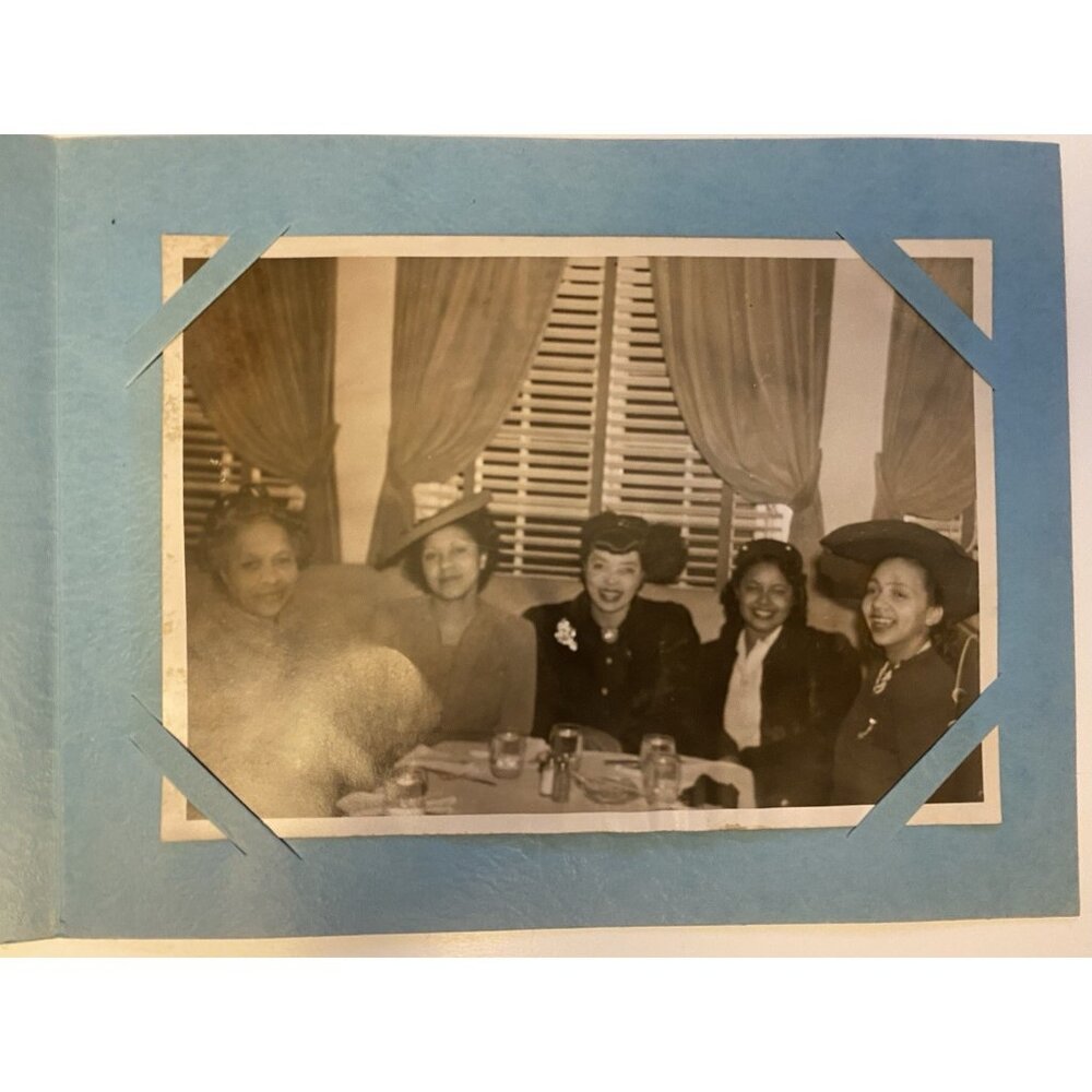 VTG 1944 Photo African American Women Dressed Up at Restaurant San Francisco Hat